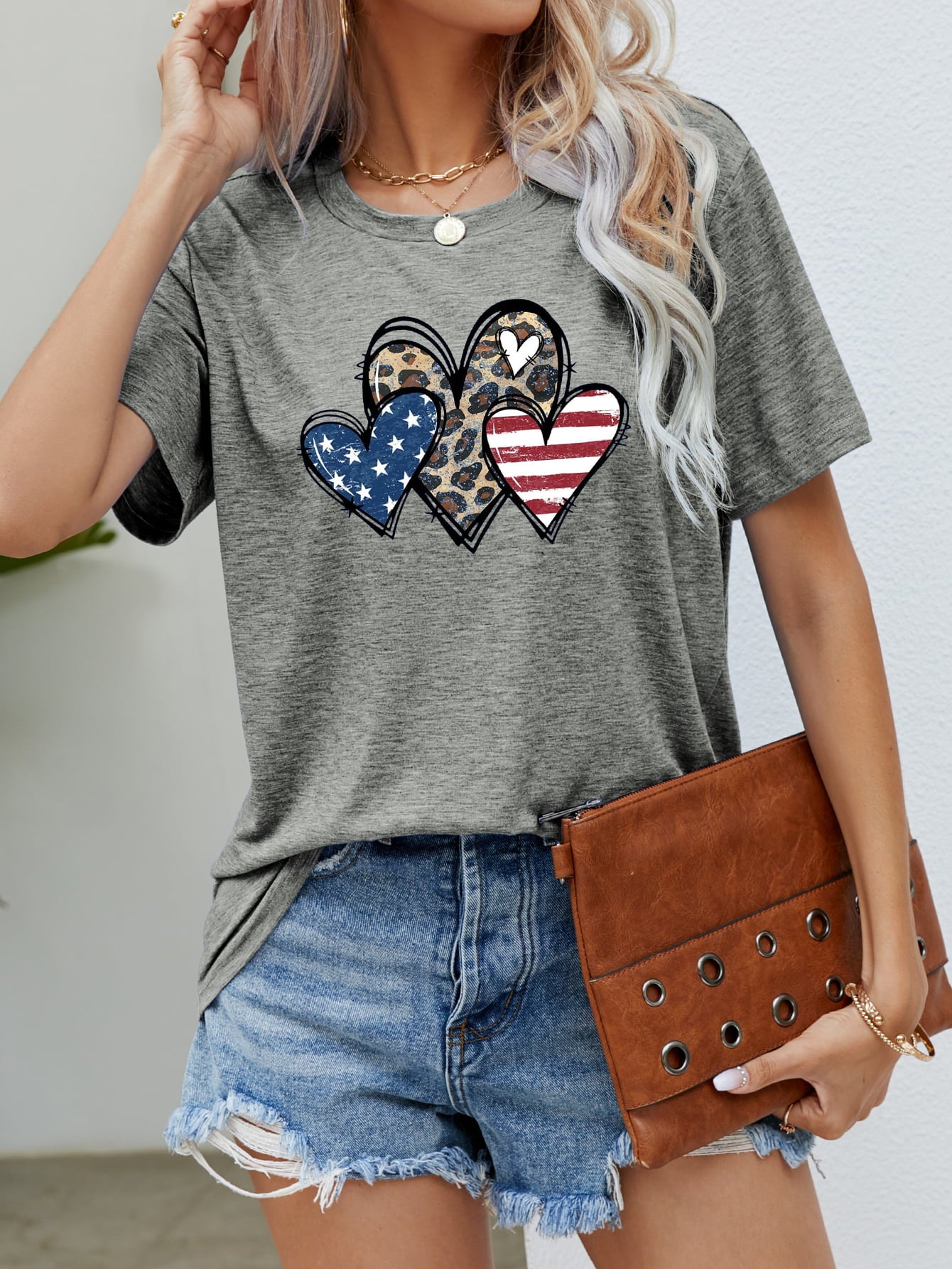 US Flag Leopard Heart Graphic Tee - Seedandsoulful