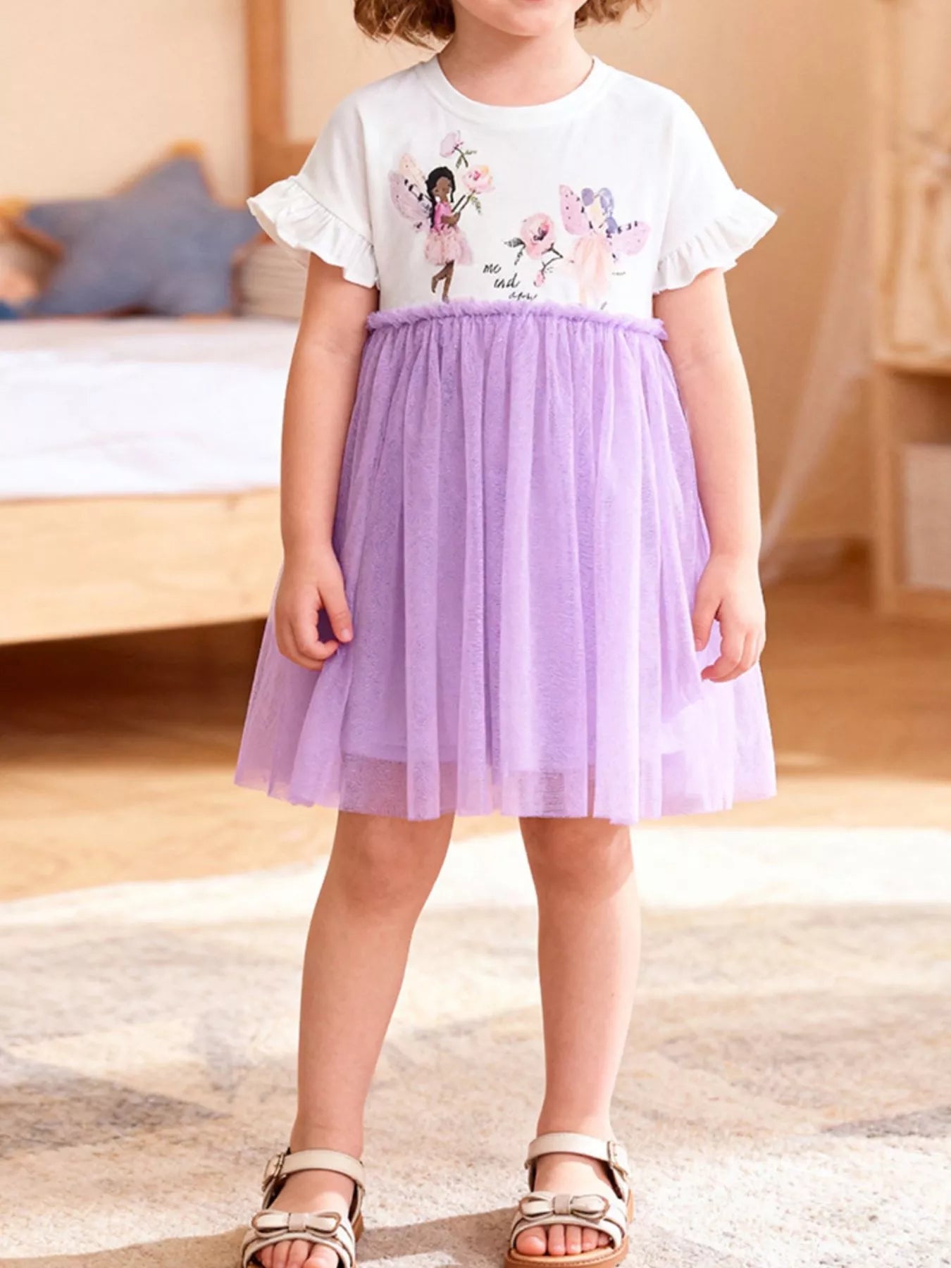 Children's Ballerina Round Neck Tulle Dress - Seedandsoulful