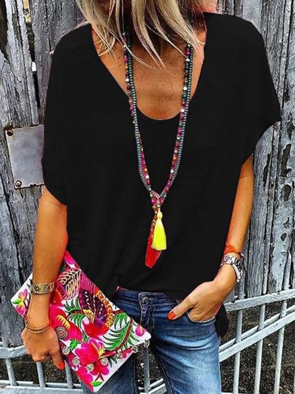 Full Size Scoop Neck Short Sleeve T-Shirt - Seedandsoulful