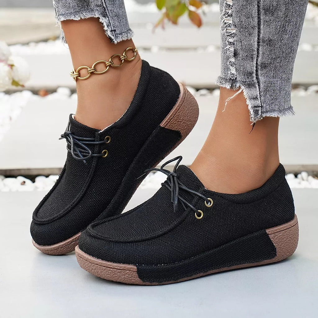 Round Toe Lace - Up Sneakers - Seedandsoulful
