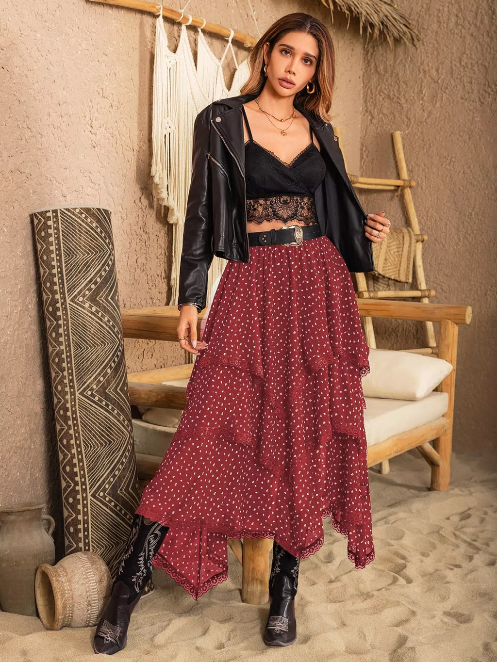 Lace Detail Layered Skirt - Seedandsoulful