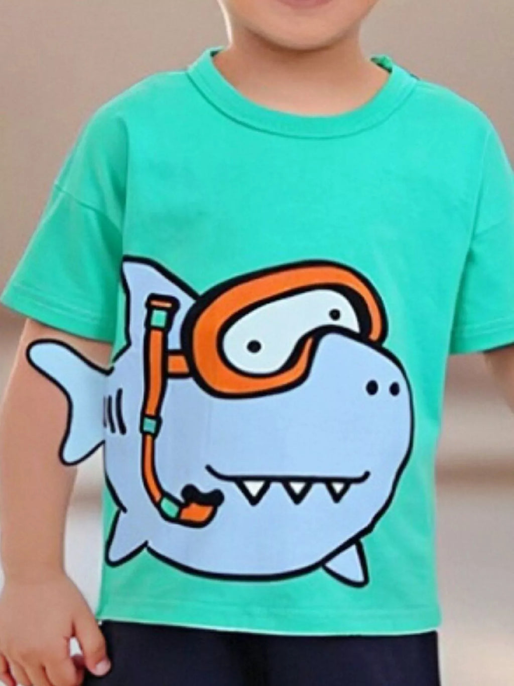 Children's Cartoon Shark Short Sleeve T-Shirt - Seedandsoulful