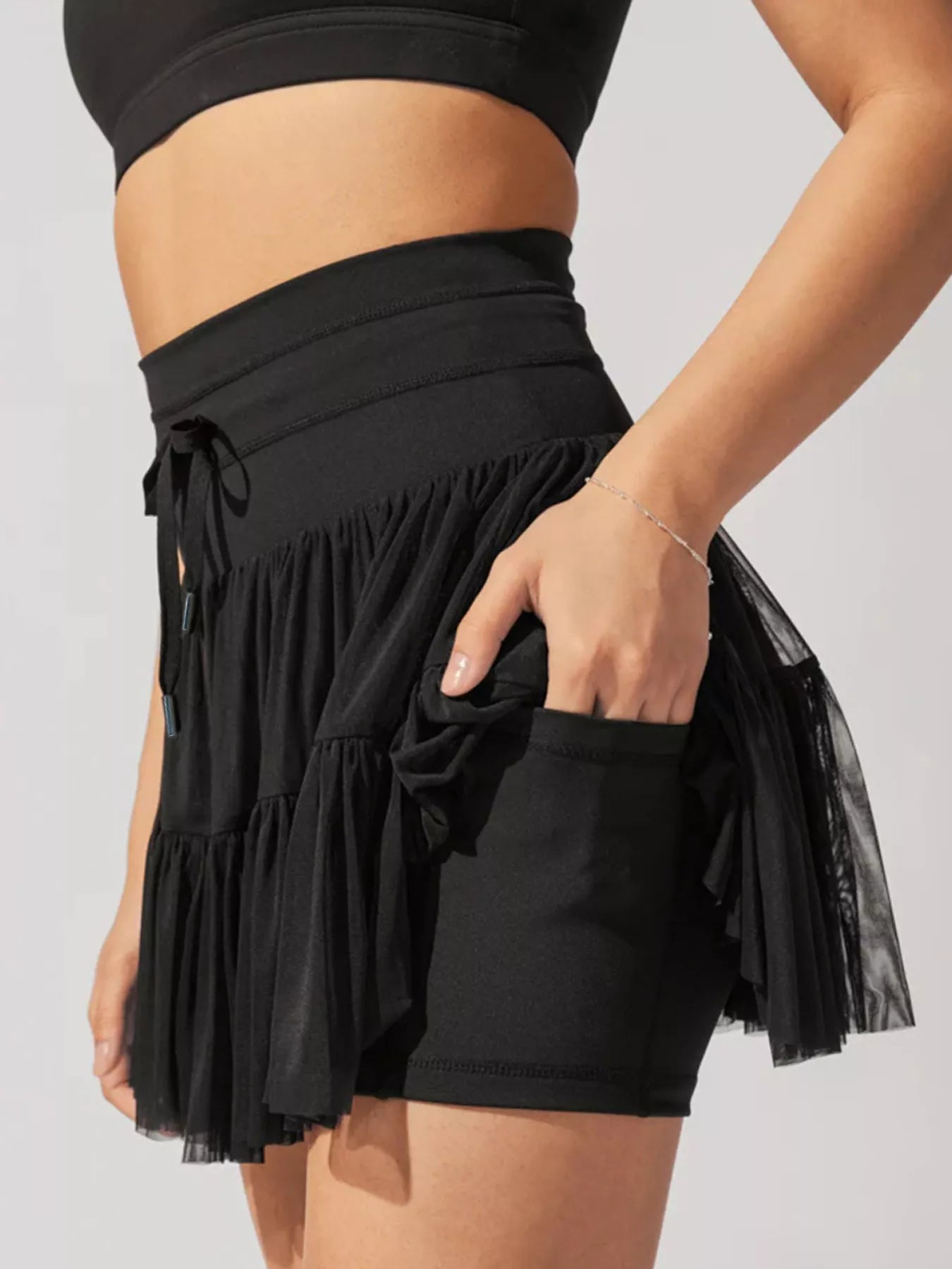 Tiered Skort with Drawstring - Seedandsoulful