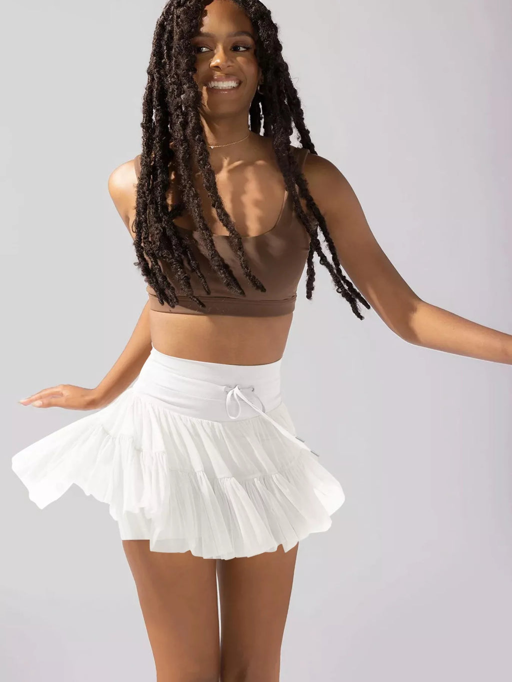 Tiered Skort with Drawstring - Seedandsoulful