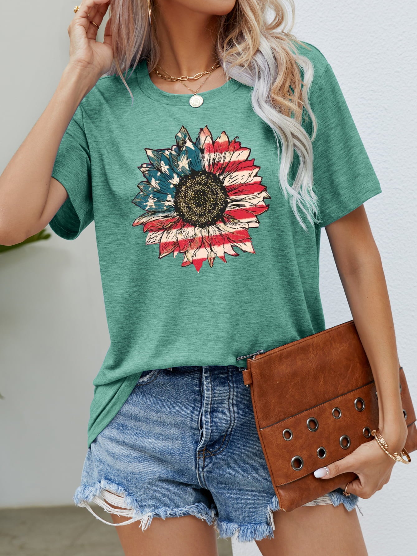 US Flag Flower Graphic Tee - Seedandsoulful