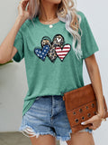 US Flag Leopard Heart Graphic Tee - Seedandsoulful