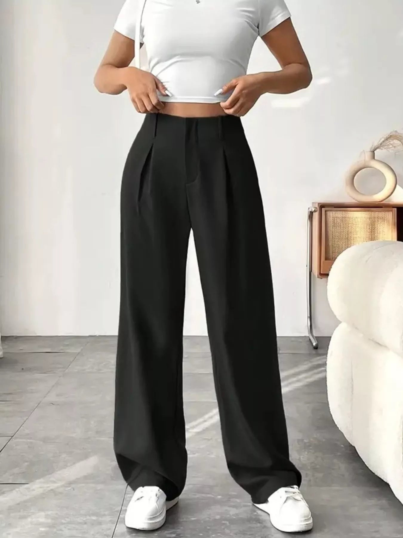 Wide Leg Pleated Pants - Seedandsoulful