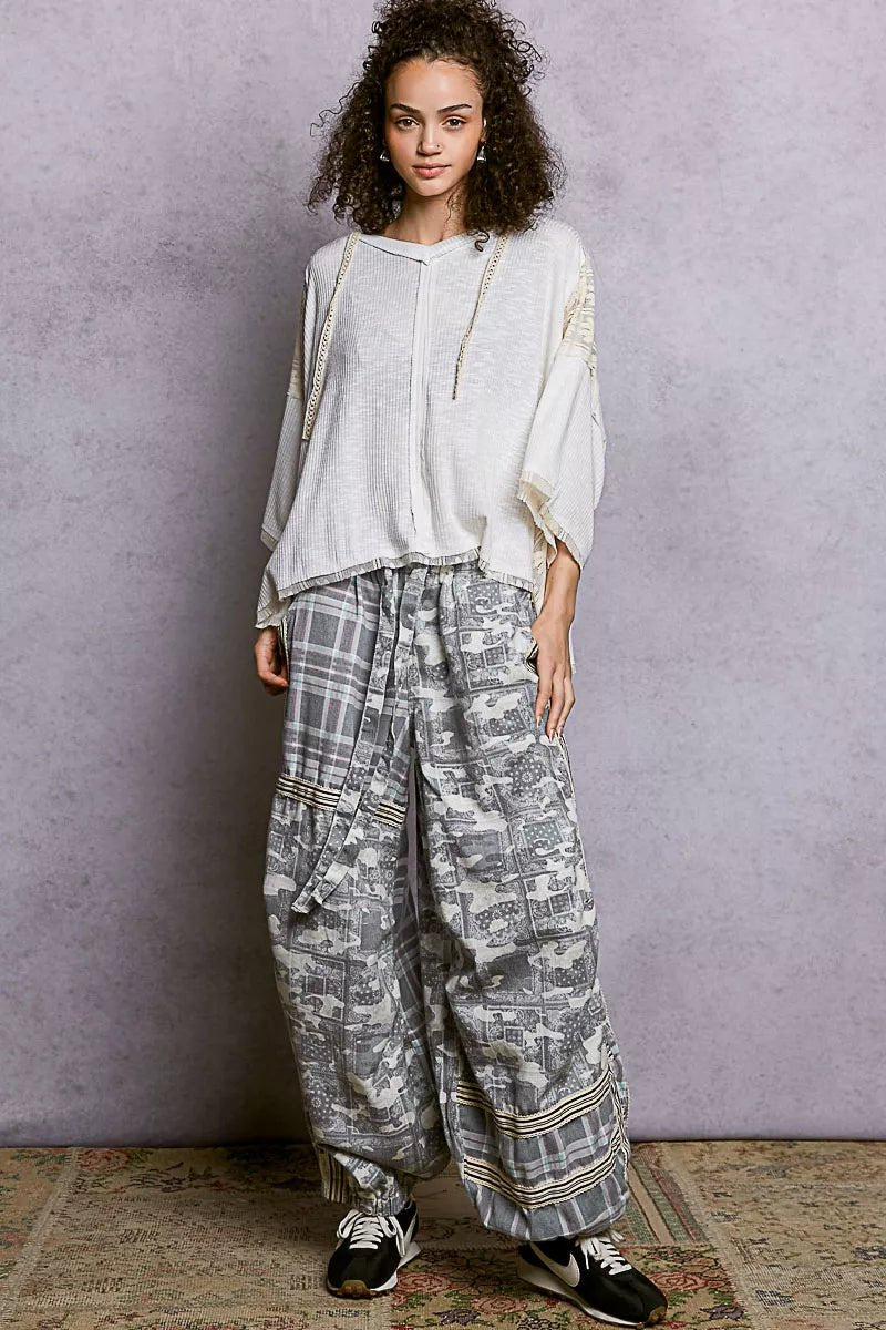 POL Short Sleeve Hoodie Top with Lace Detail - Seedandsoulful