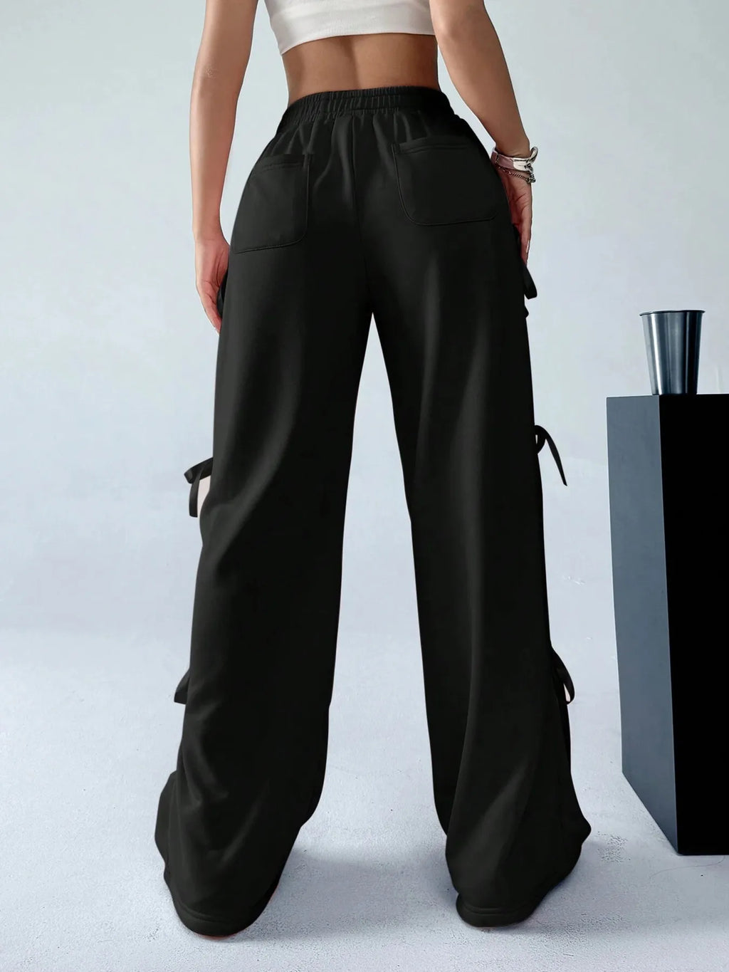 Cargo Wide Leg Pants with Side Tie Details - Seedandsoulful