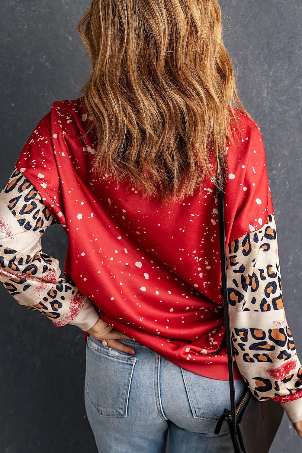 Heart Leopard Round Neck Sweatshirt - Seedandsoulful