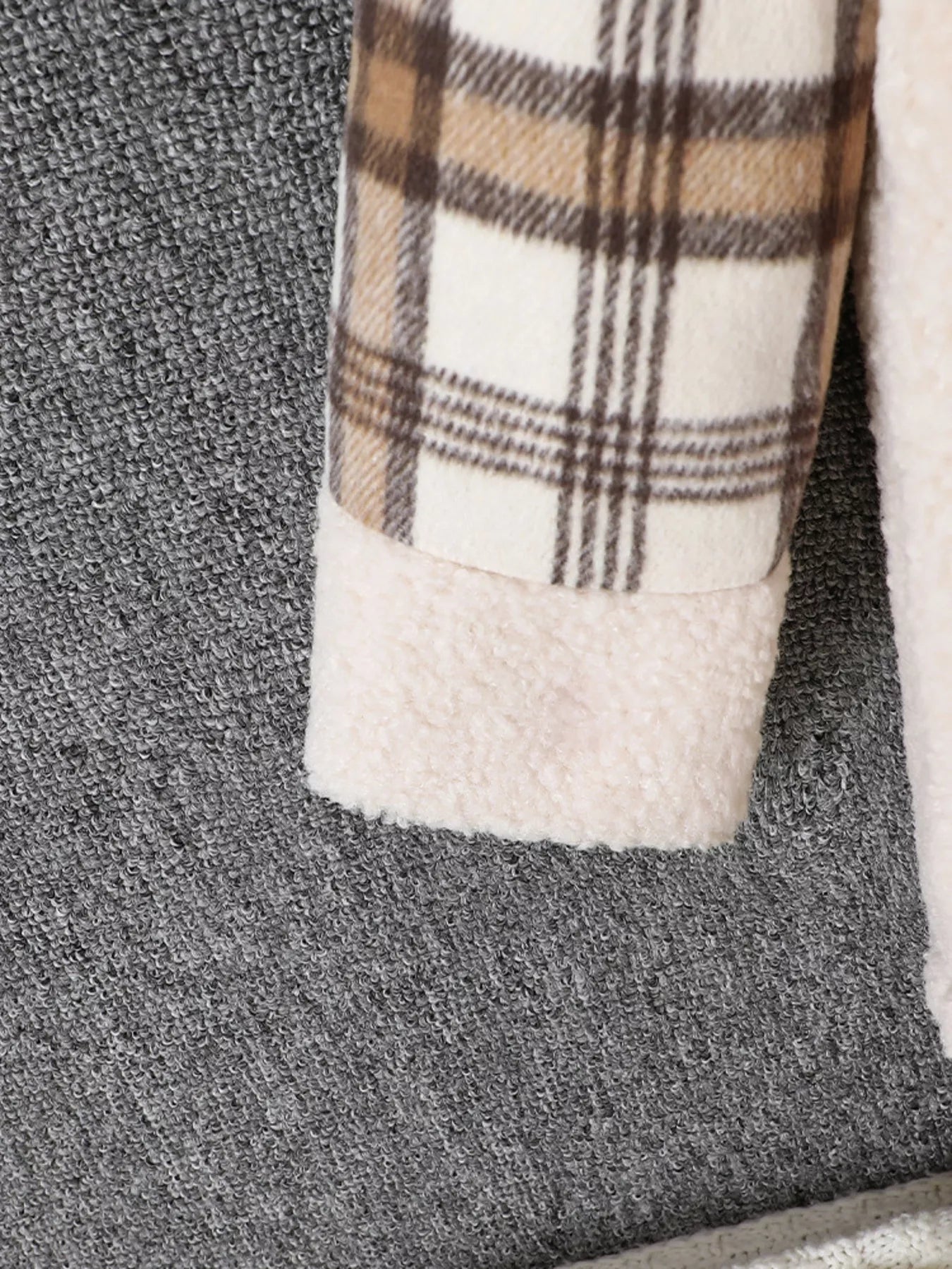 Children's Cozy Plaid Sleeve Fleece Jacket - Seedandsoulful