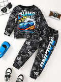 Children's Racing Car Print Long Sleeve Sweatshirt and Pants Set - Seedandsoulful