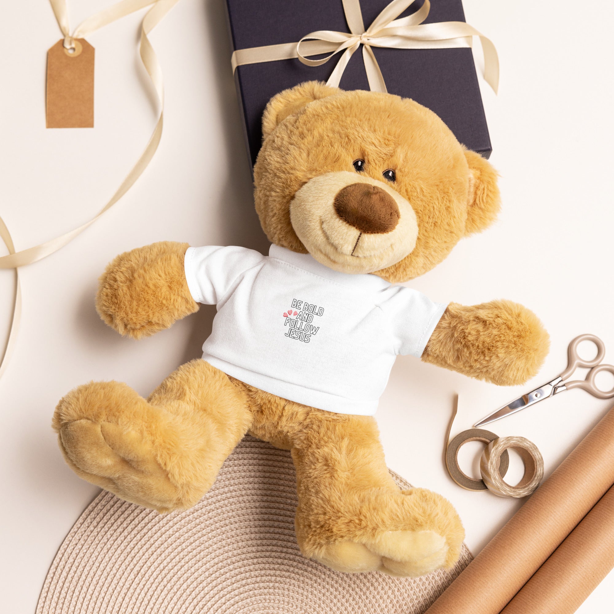 Seedandsoulful Teddy Bear with Custom T-Shirt | Faith - Inspired Plush Gift - Seedandsoulful