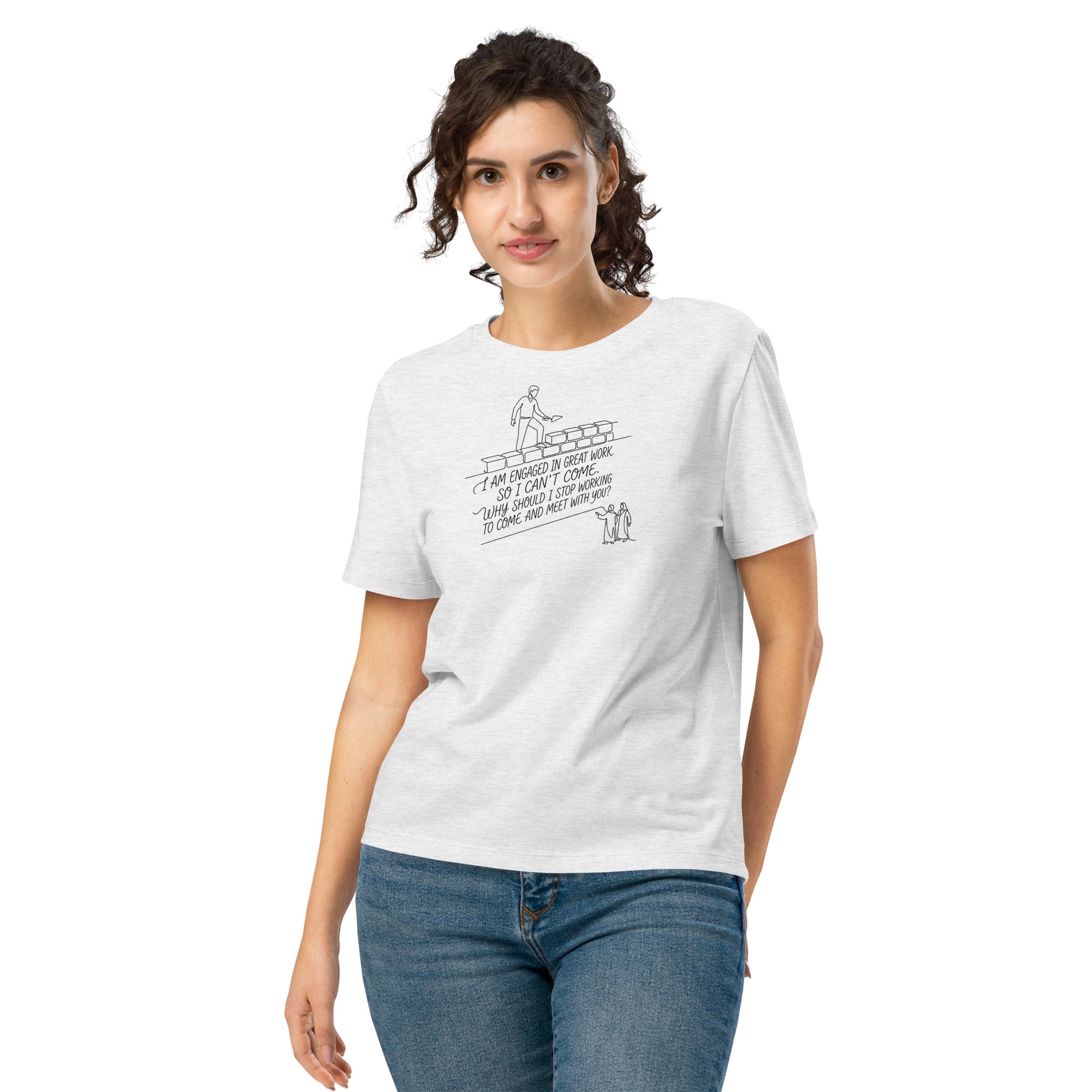 Nehemiah 6:3 Women’s organic ribbed neck t-shirt - Seedandsoulful