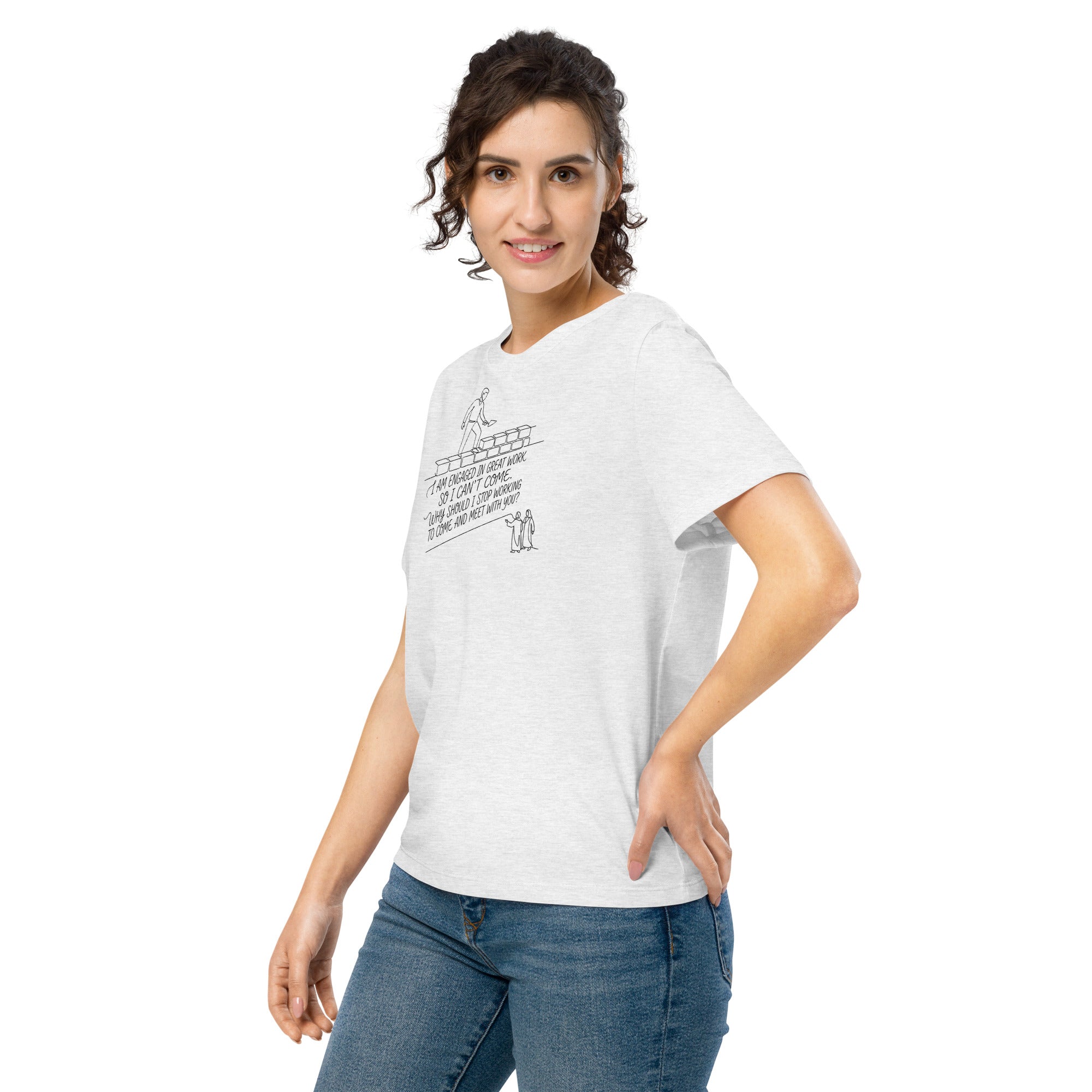 Nehemiah 6:3 Women’s organic ribbed neck t-shirt - Seedandsoulful