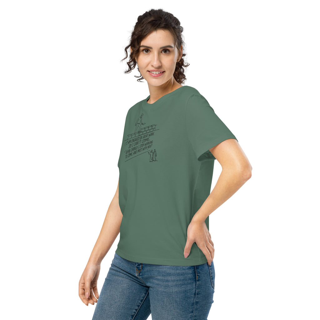 Nehemiah 6:3 Women’s organic ribbed neck t-shirt - Seedandsoulful