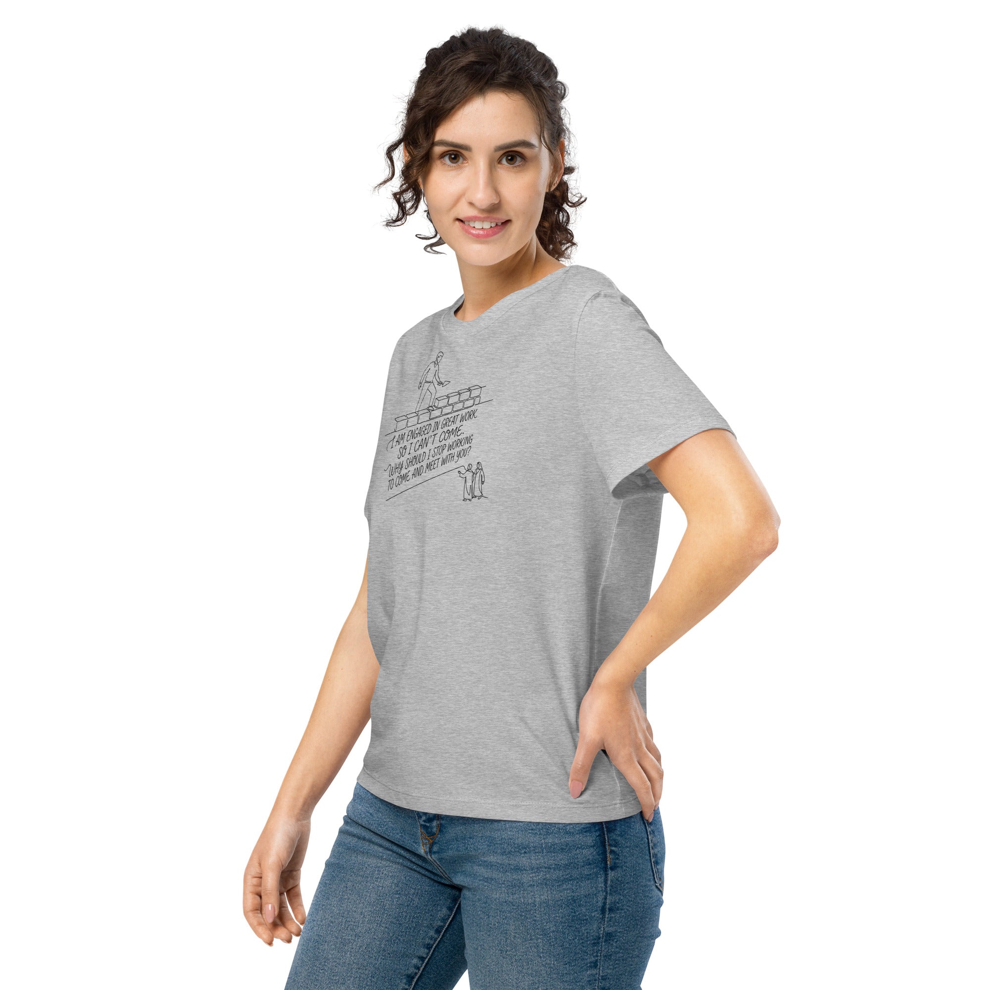 Nehemiah 6:3 Women’s organic ribbed neck t-shirt - Seedandsoulful