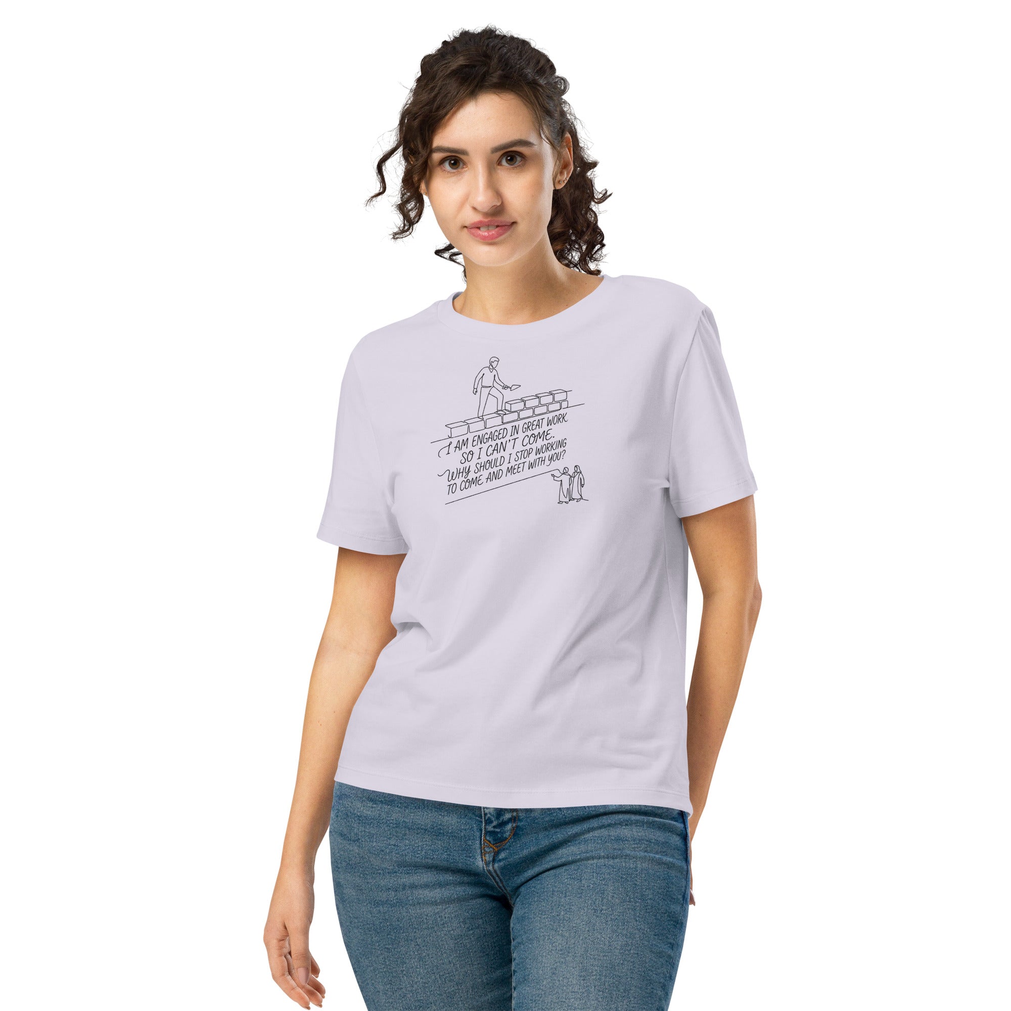 Nehemiah 6:3 Women’s organic ribbed neck t-shirt - Seedandsoulful