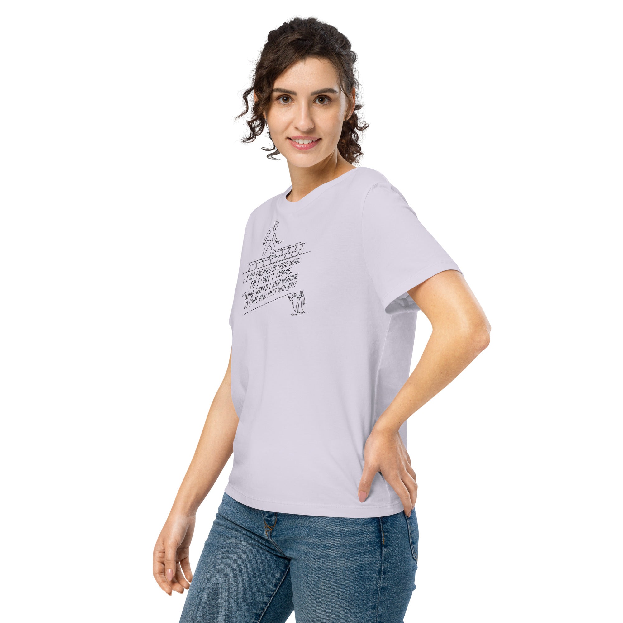 Nehemiah 6:3 Women’s organic ribbed neck t-shirt - Seedandsoulful